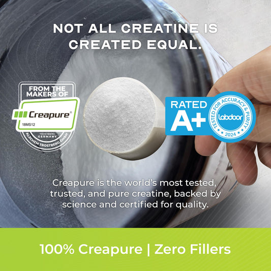 Green Apple flavored Creapure label close-up