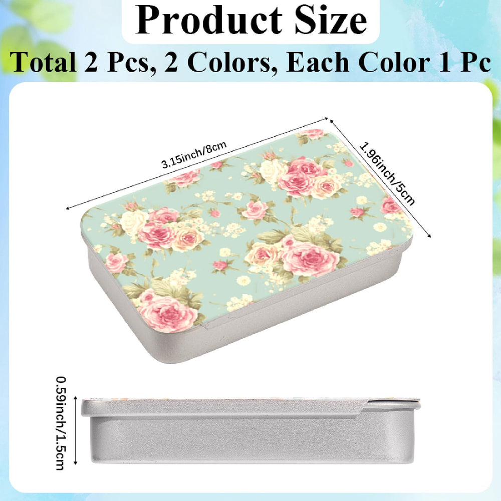 Two floral tinplate floss cases – 2 pack