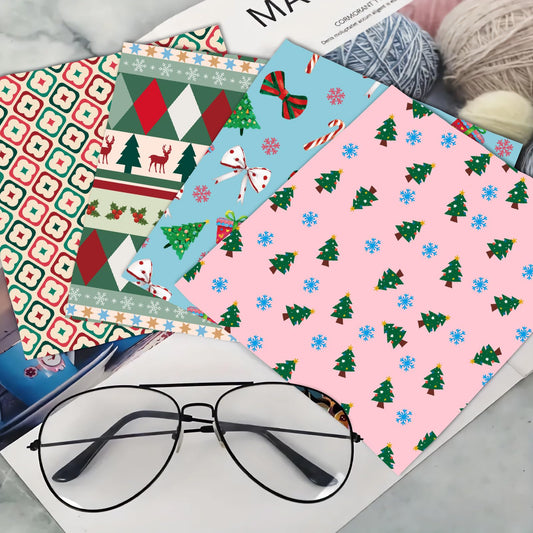 CREATCABIN 6-pack Christmas-pattern microfiber cleaning cloths - green tree design