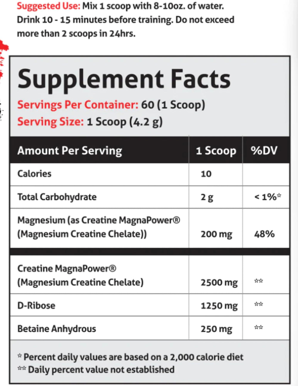 Unflavored Creatine Chaos powder with a scoop