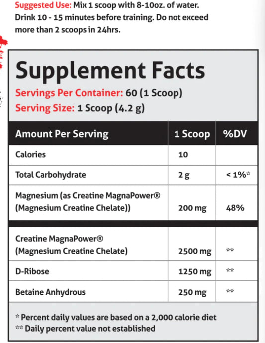 Unflavored Creatine Chaos powder with a scoop