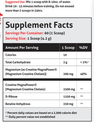 Unflavored Creatine Chaos powder with a scoop