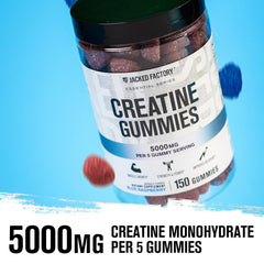 Close-up of gummy indicating 1g creatine per gummy dose
