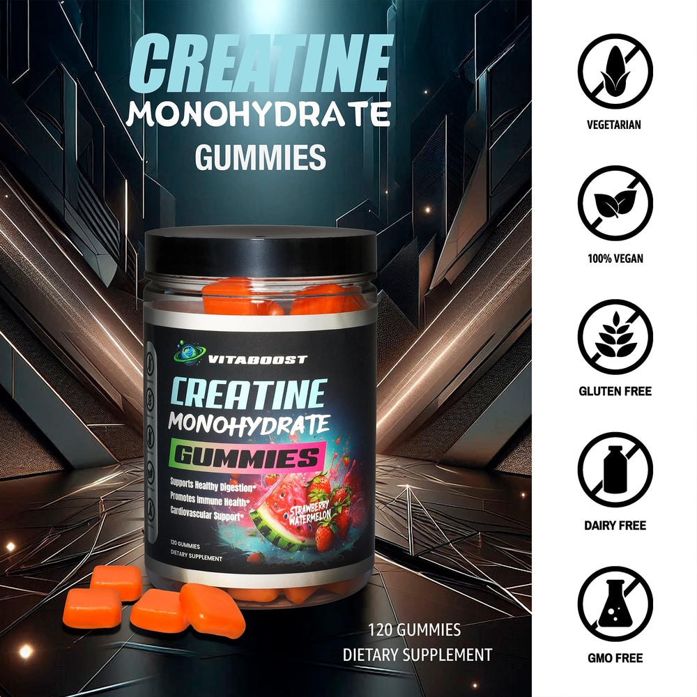 Nutrition facts label for Creatine Gummies 5g monohydrate
