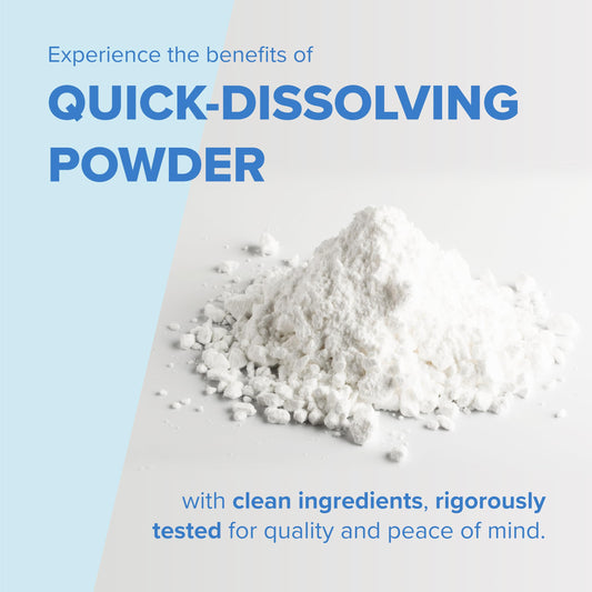 Close-up of dosage: 5 g creatine monohydrate and 3 g HMB per serving