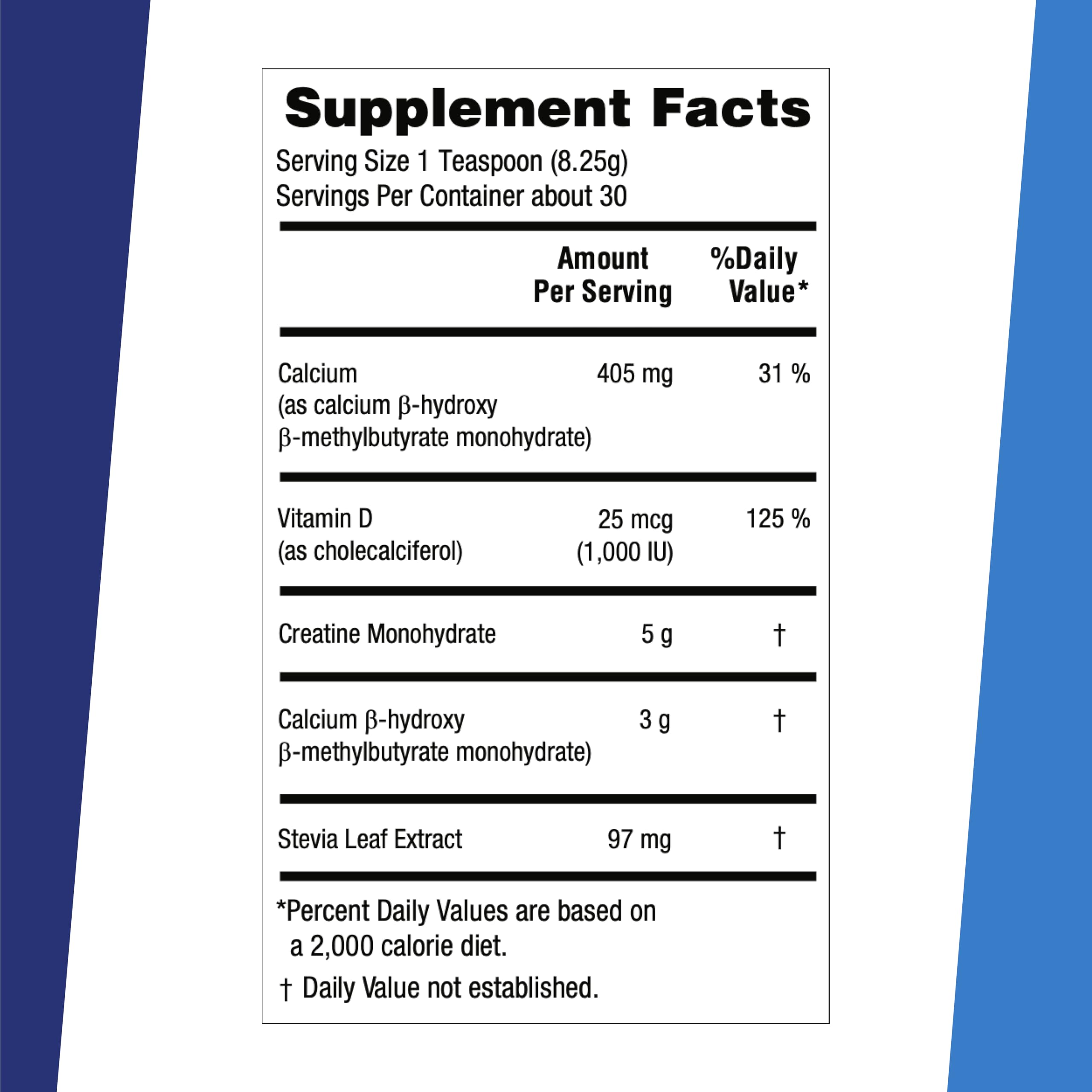 Creatine HMB ingredients including Vitamin D3