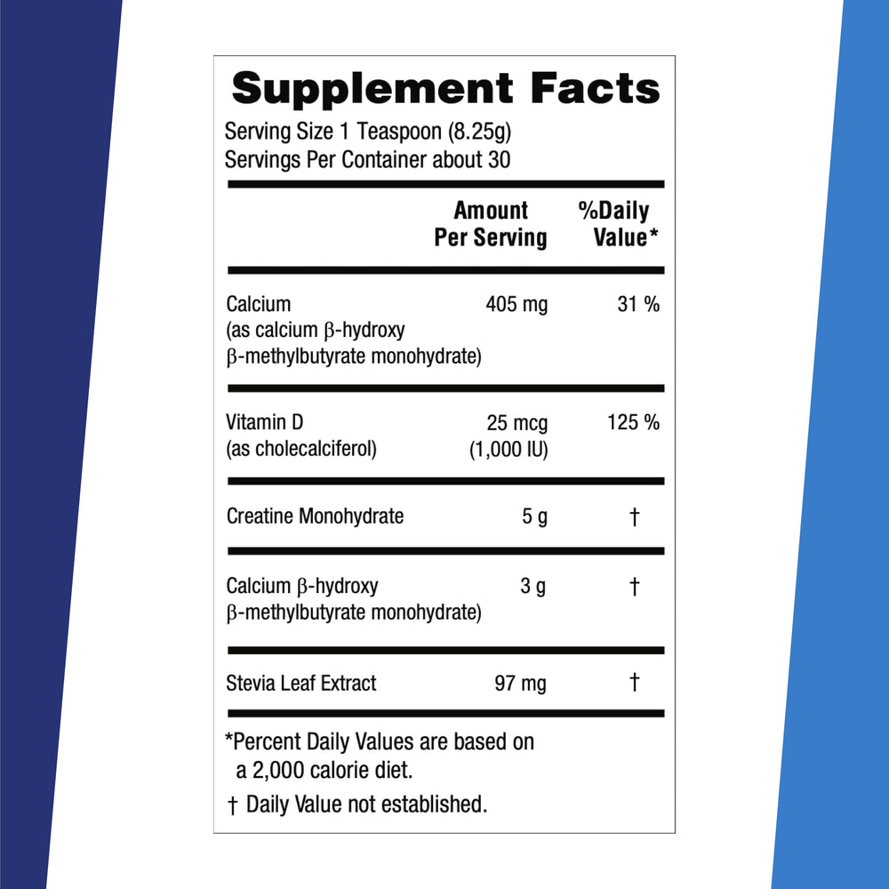 Creatine HMB ingredients including Vitamin D3