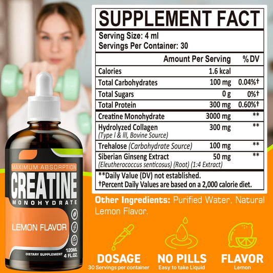 Dropper delivering liquid creatine under the tongue