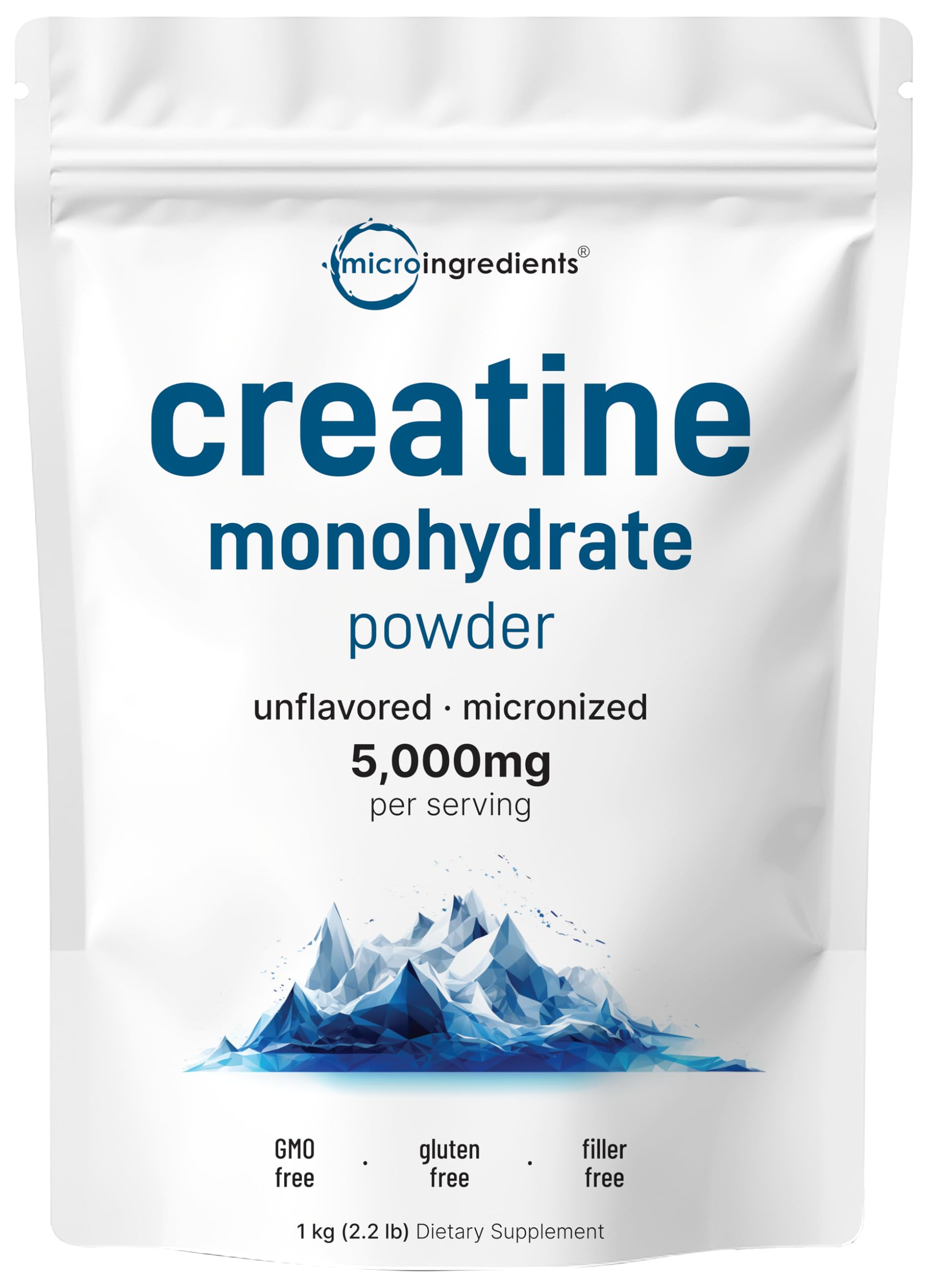 1 kg bag of micronized creatine monohydrate powder