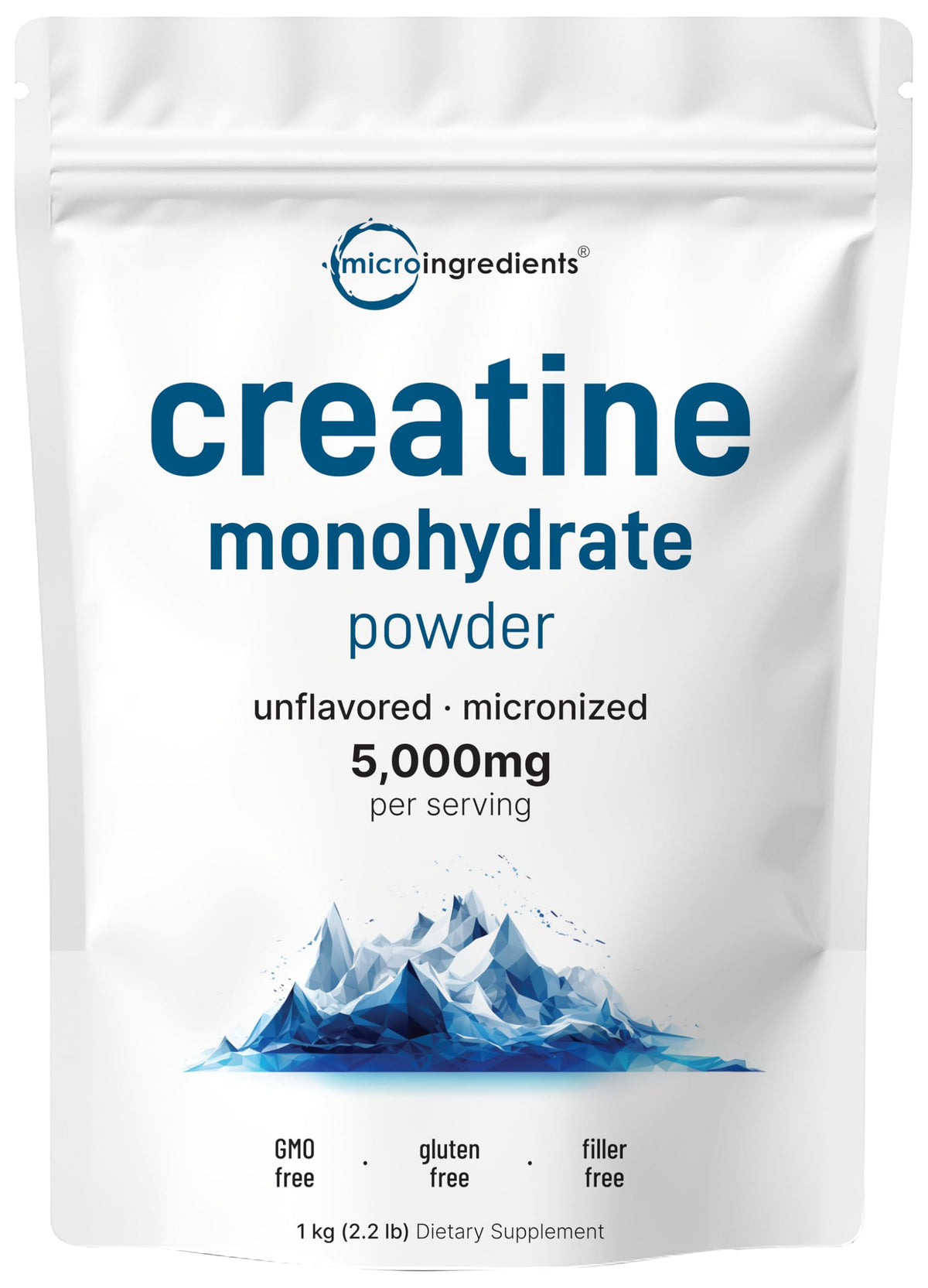 1 kg bag of micronized creatine monohydrate powder