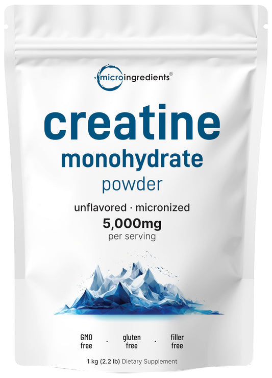 1 kg bag of micronized creatine monohydrate powder