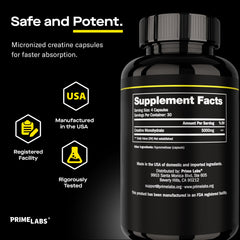 Creatine monohydrate capsules with packaging