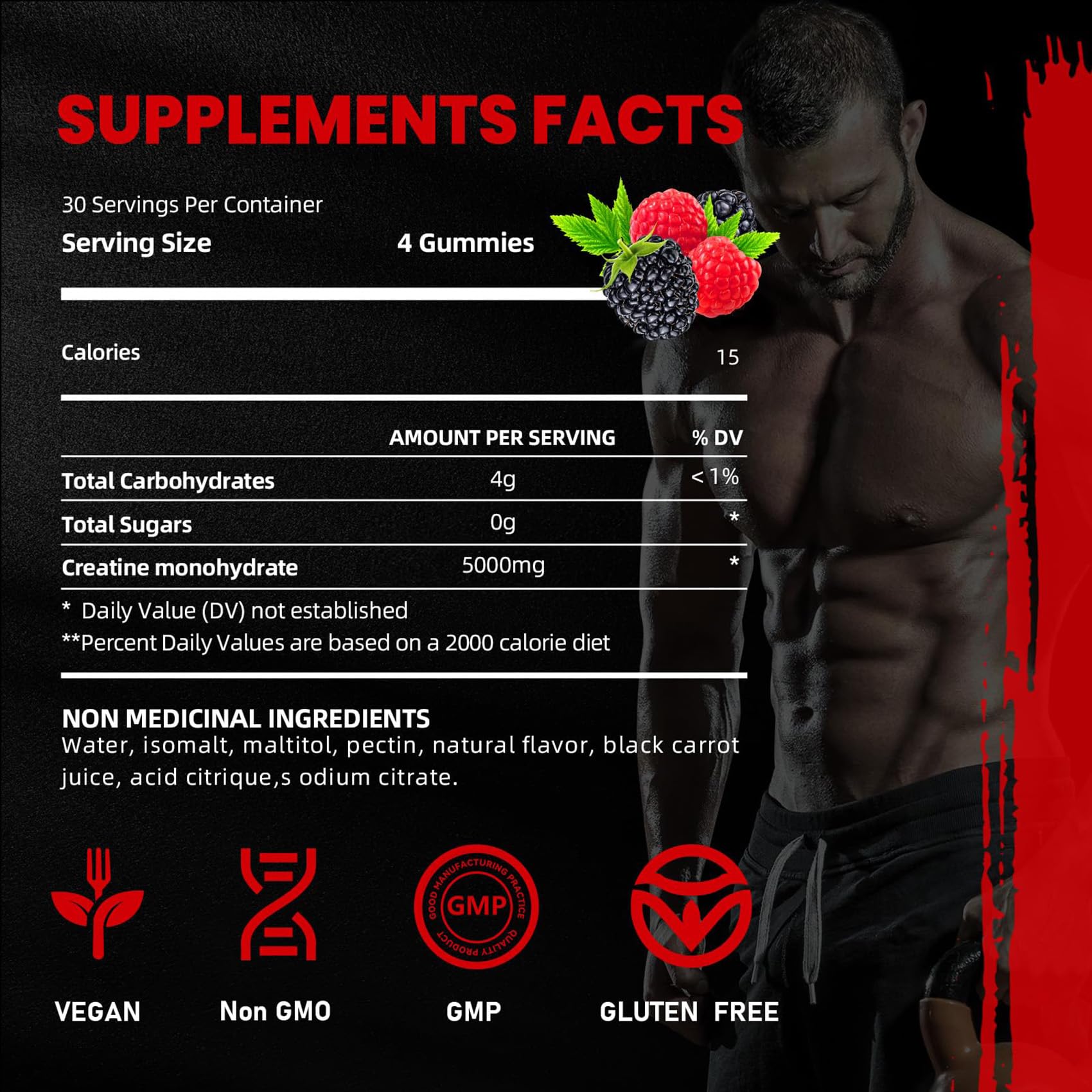 Close-up of raspberry-blackberry flavor gummies