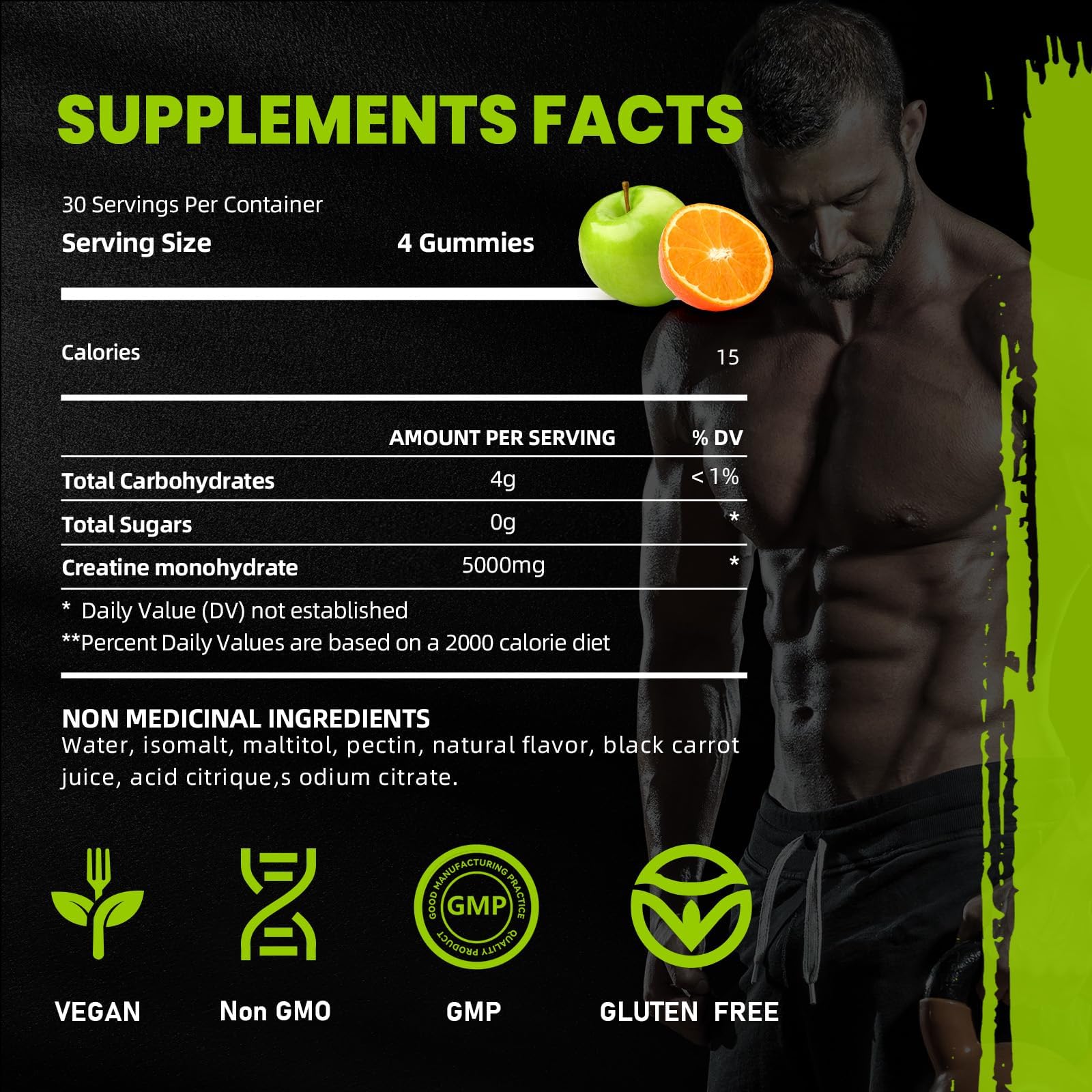 Front view of 120-count Creatine Monohydrate Gummies bottle
