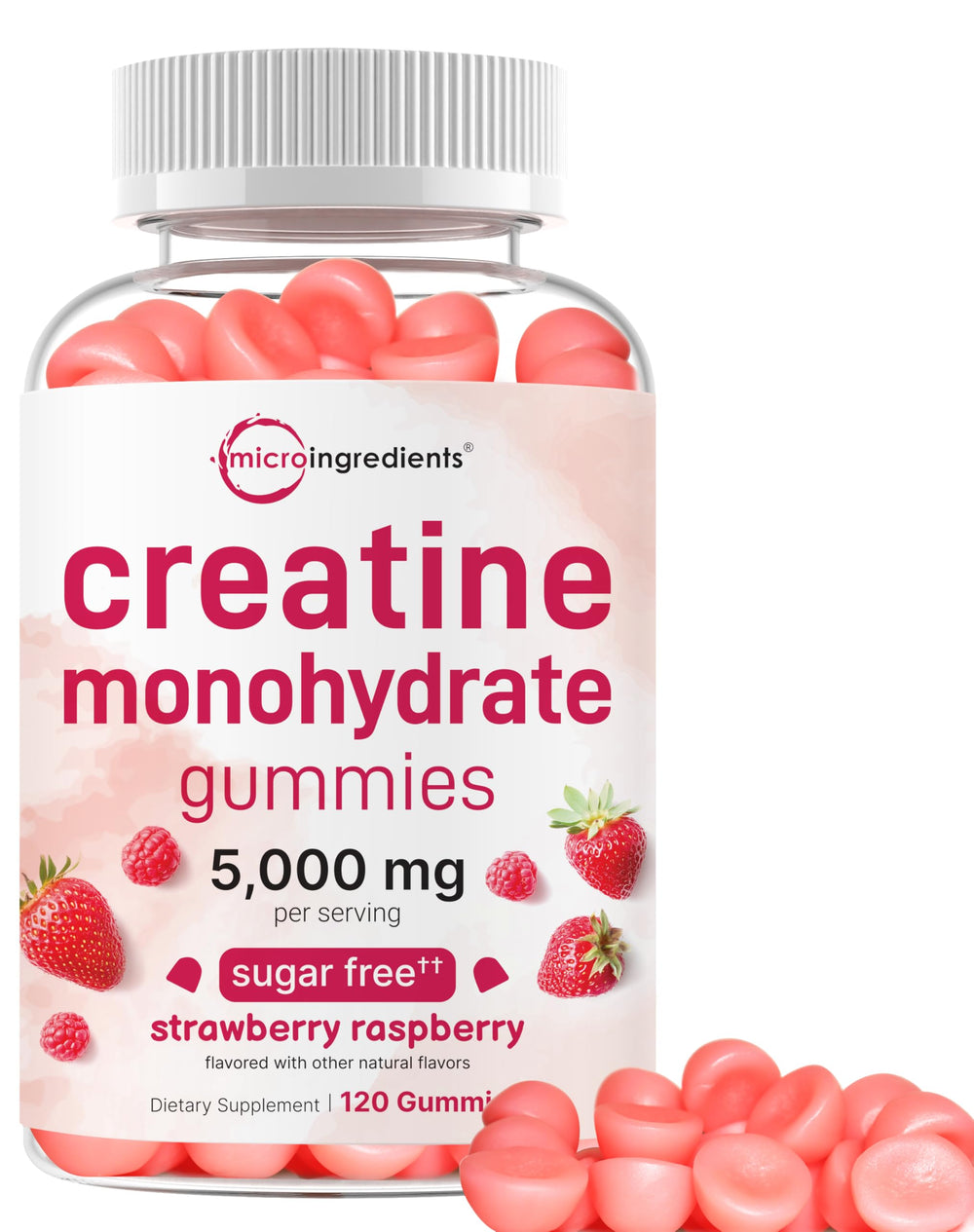 Bottle of Creatine Monohydrate Gummies with 120 count label