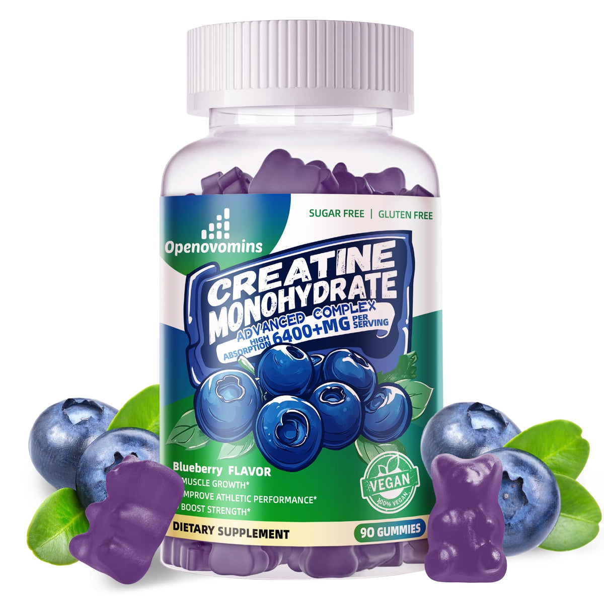Front view of Creatine Monohydrate Gummies bottle