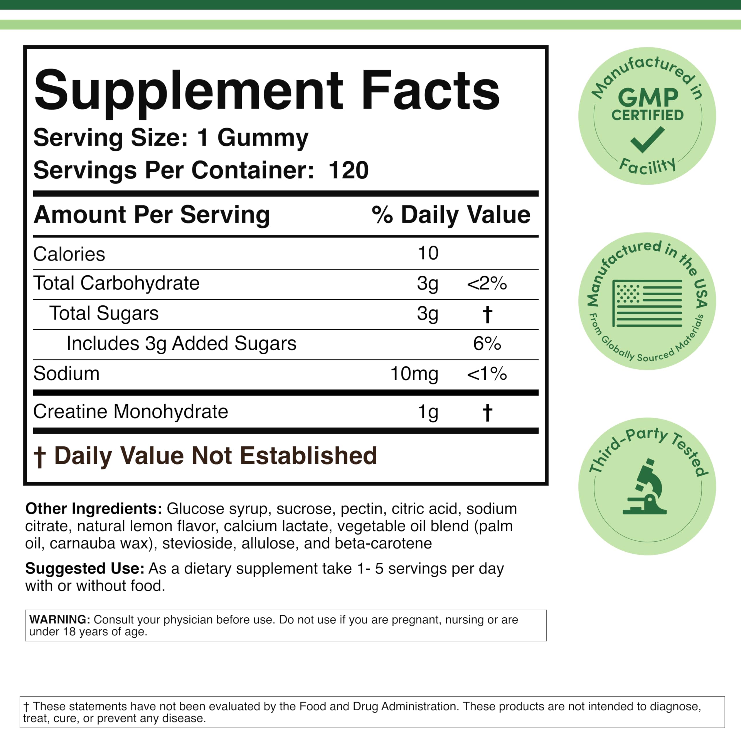 Packaging image for Creatine Monohydrate Gummies by Double Wood
