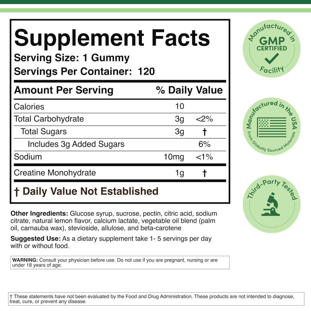 Packaging image for Creatine Monohydrate Gummies by Double Wood