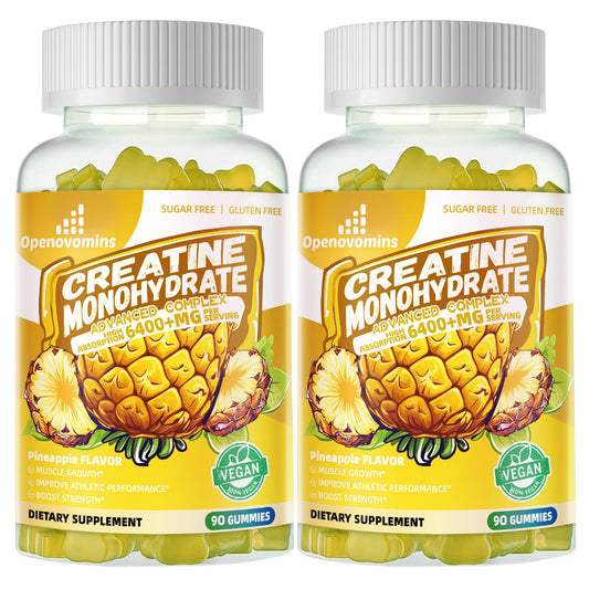 Front view of Creatine Monohydrate Gummies 2-pack Pineapple