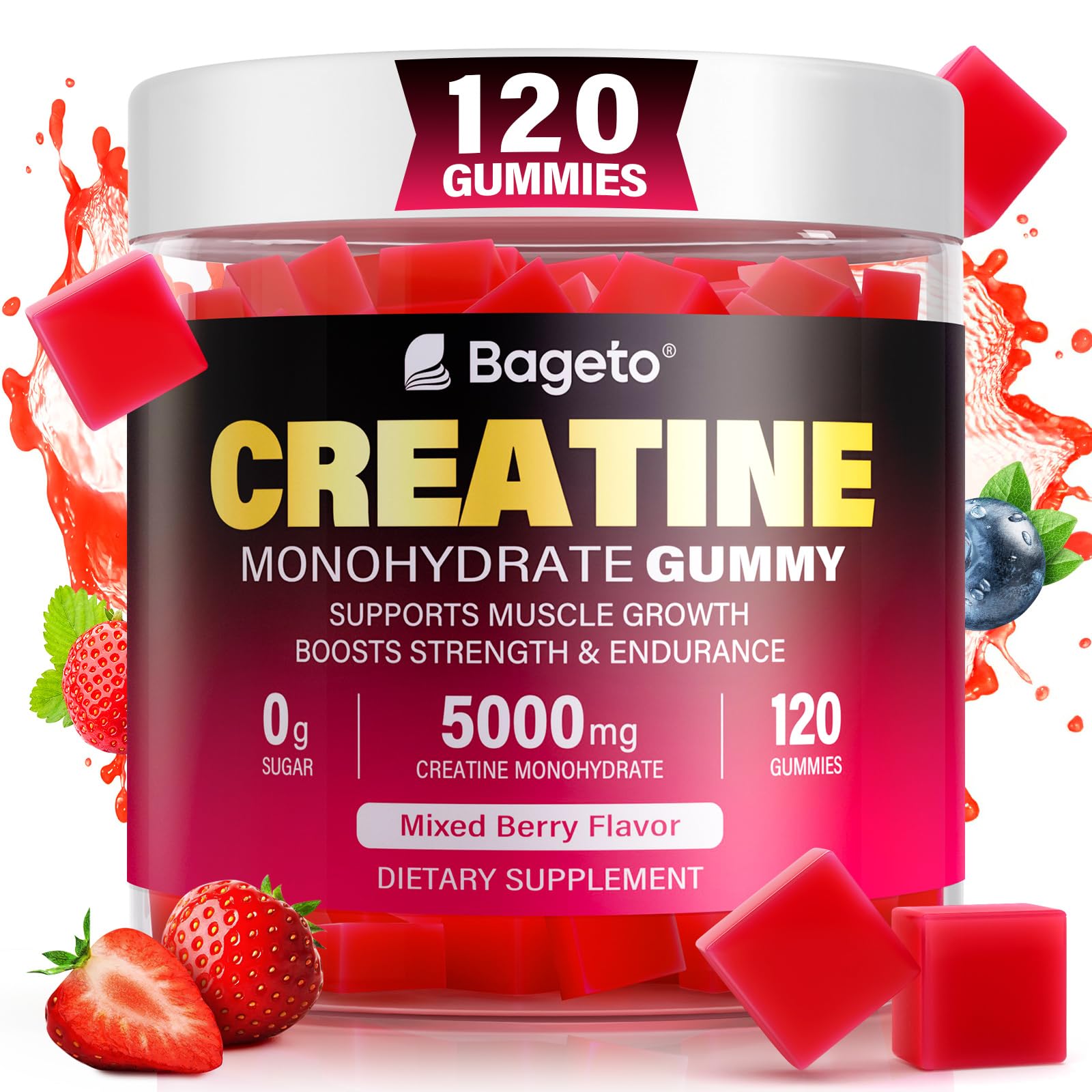 Creatine Monohydrate Gummies bottle displaying 120 gummies