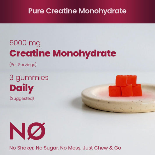 Close-up of sugar-free strawberry creatine gummies