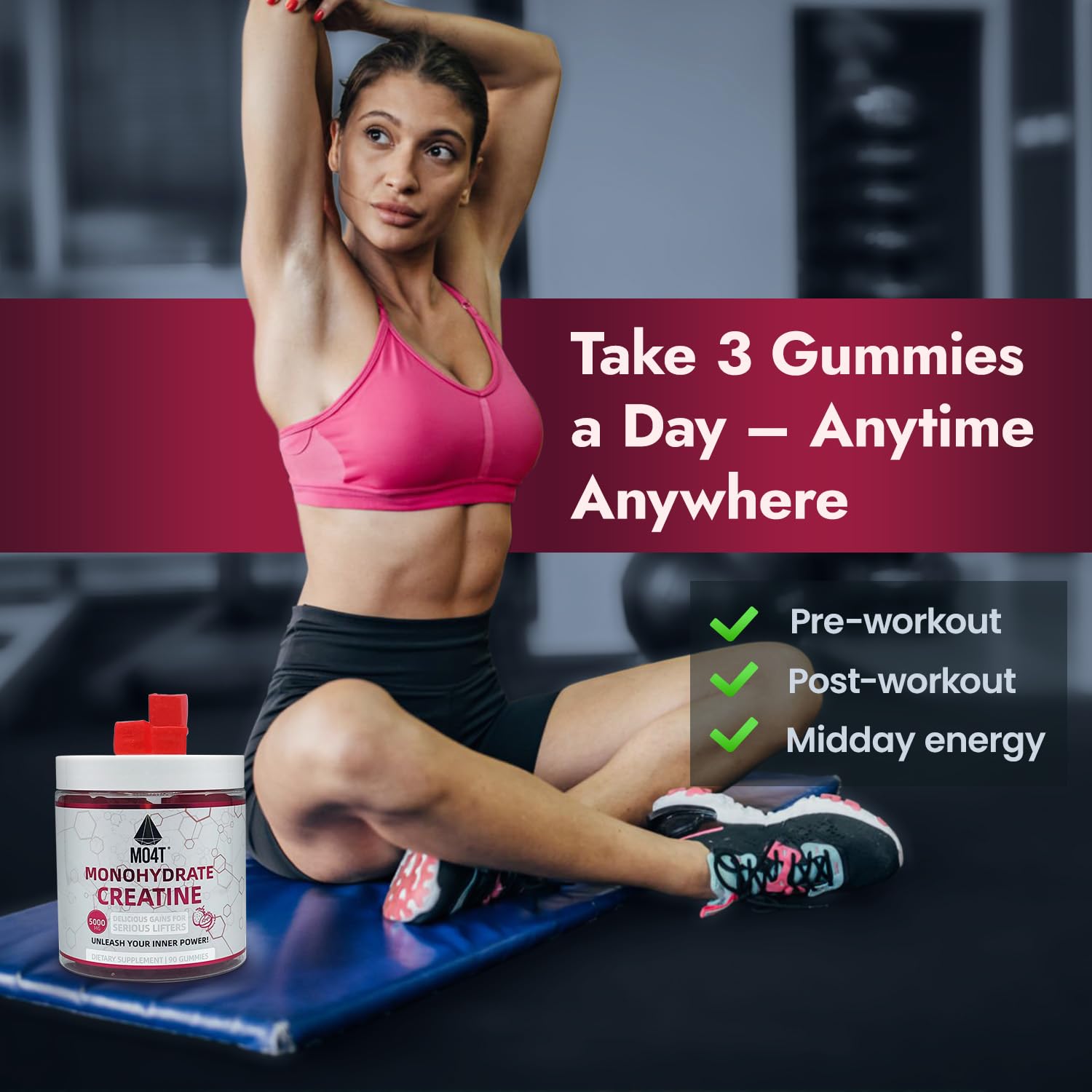 Nutrition facts and ingredients on Creatine Gummies bottle