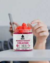 Close-up of strawberry flavor gummies