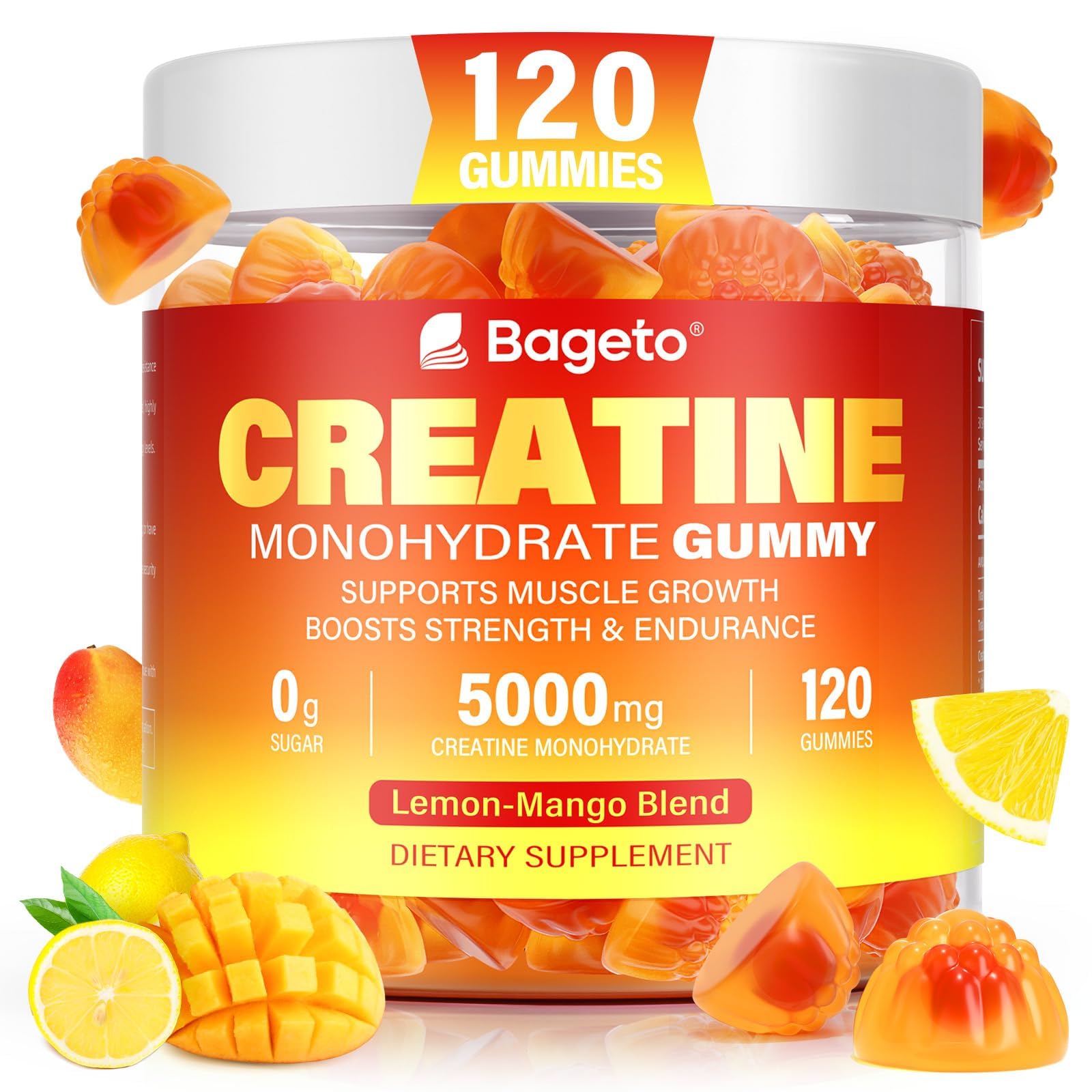 Creatine Monohydrate Gummies bottle label with 120 count