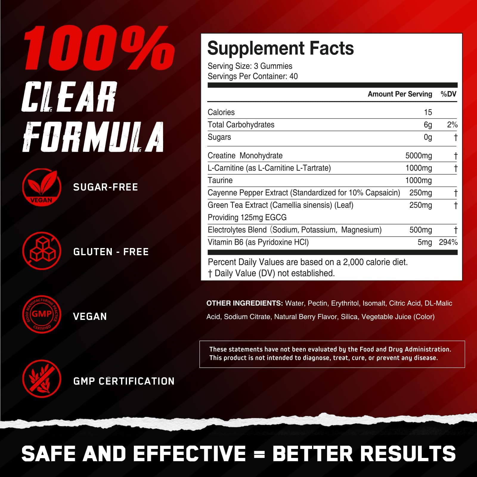 Pre- and post-workout creatine gummies for men and women