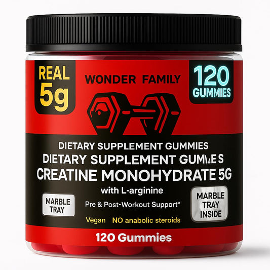 Creatine Monohydrate Gummies 5g label and bottle
