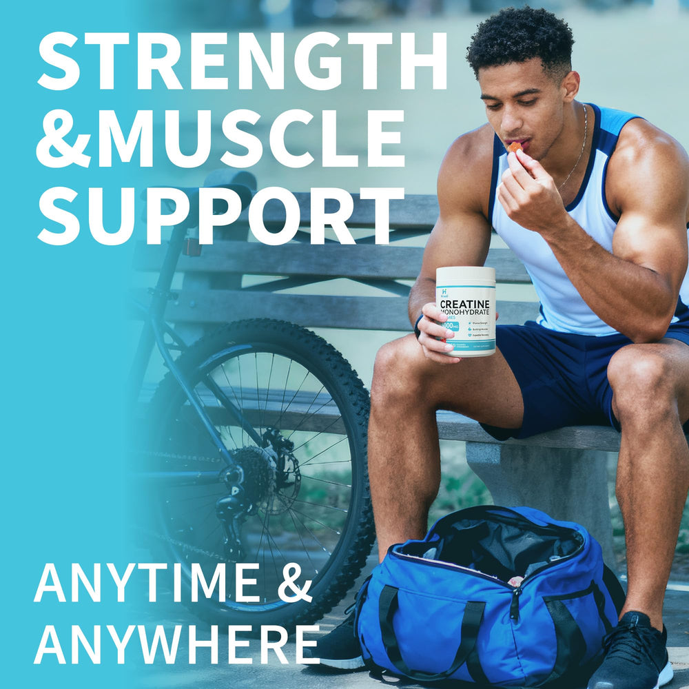 Dosing guide showing 1g per gummy and 5 gummies equal 5g