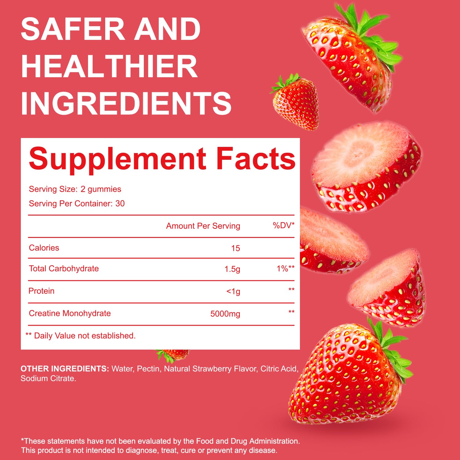 Side view of Creatine Monohydrate Gummies bottle and label