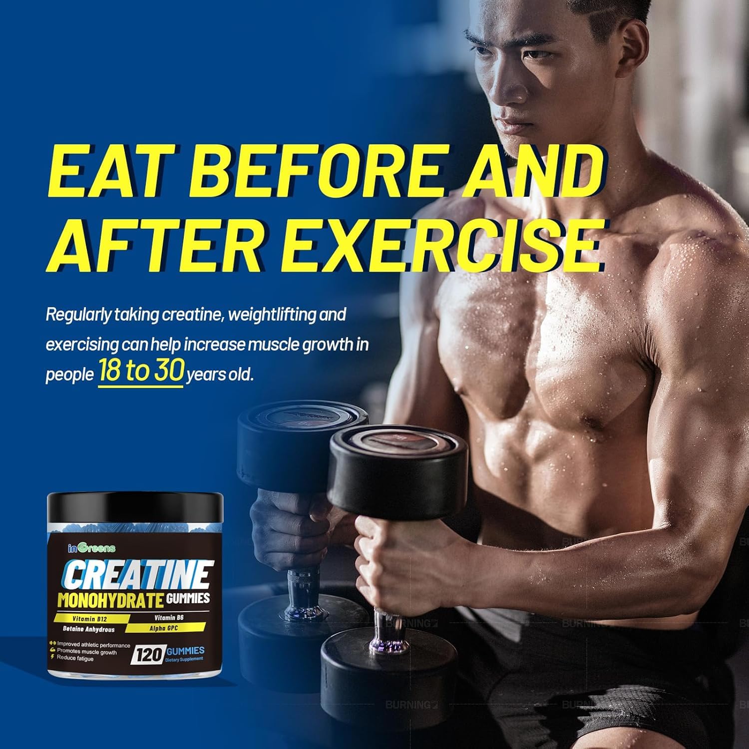 Gluten-free and sugar-free label on Creatine Monohydrate Gummies packaging
