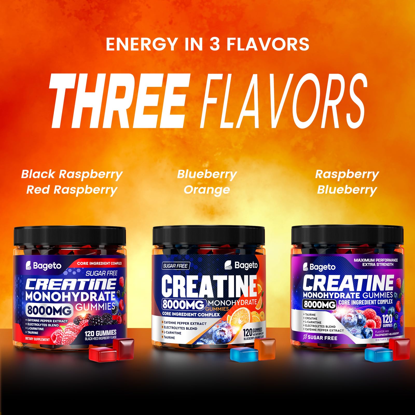 Key ingredients visual: taurine, L-carnitine, electrolytes