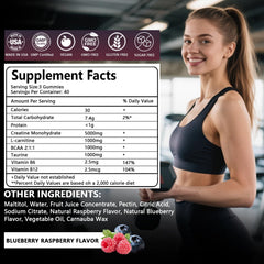 Berry-flavored creatine gummies in bottle