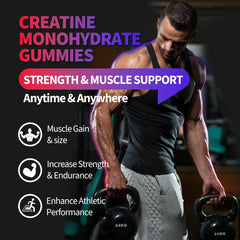 Close-up of raspberry-blackberry-blueberry flavored Creatine Monohydrate Gummies