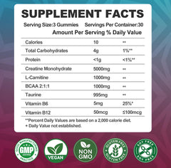 Strawberry-flavored Creatine Monohydrate Gummy close-up
