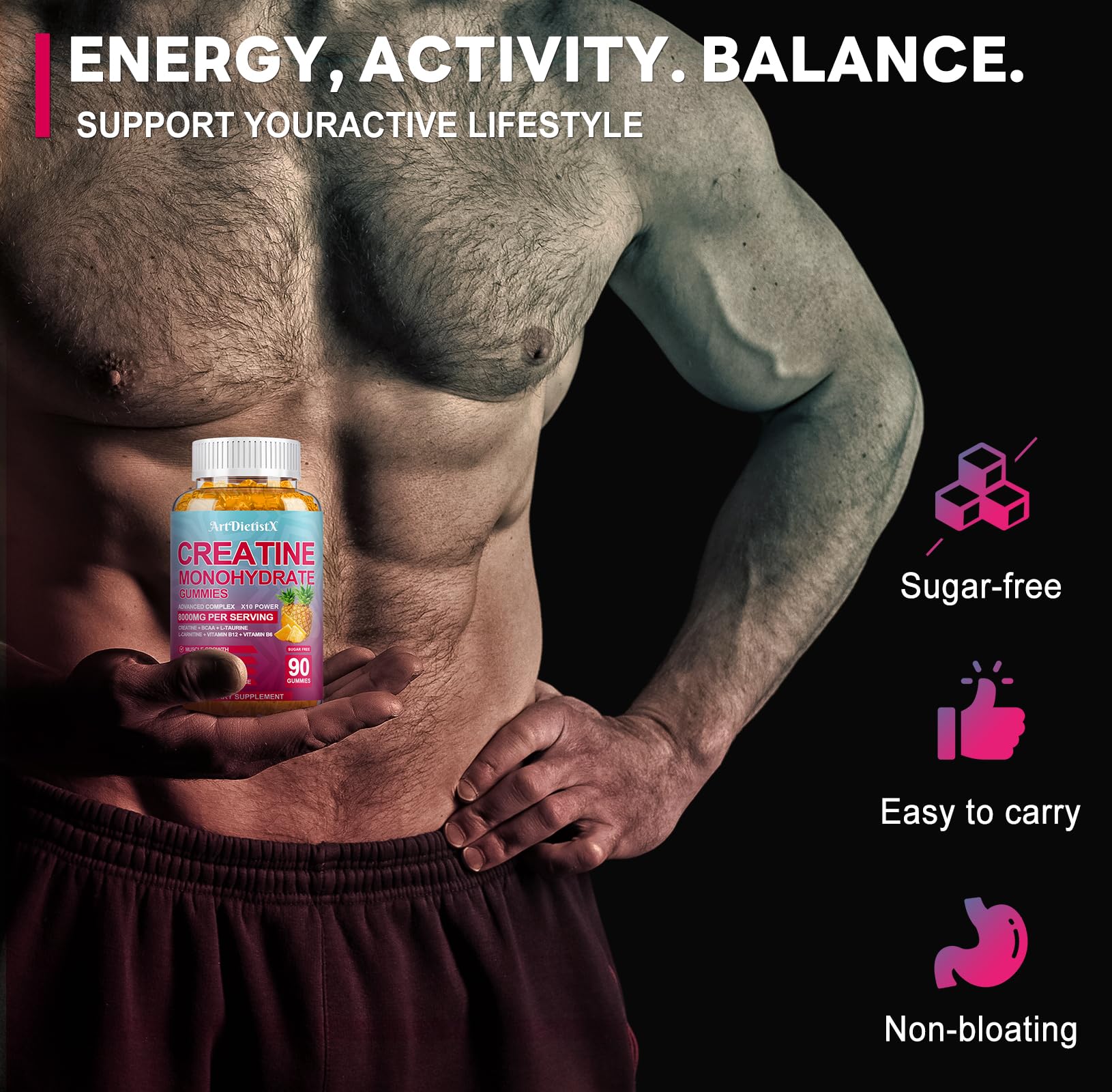 Ingredients showing BCAA, L-Carnitine, Taurine, Vitamin B6 and B12