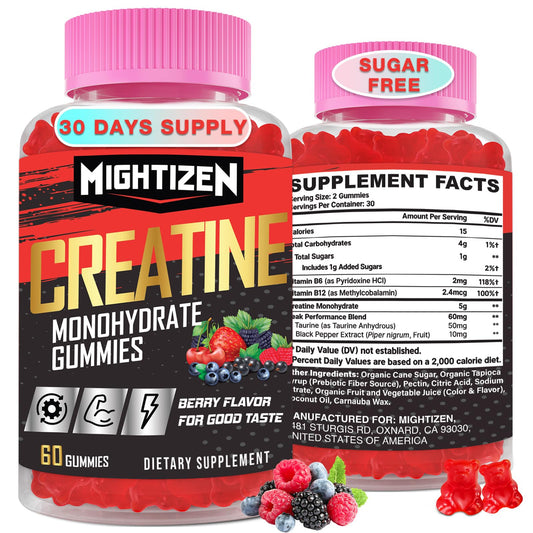 Berry Creatine Monohydrate Gummies bottle front view
