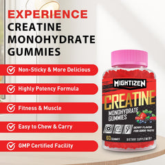 Close-up of berry-flavored Creatine Monohydrate Gummies