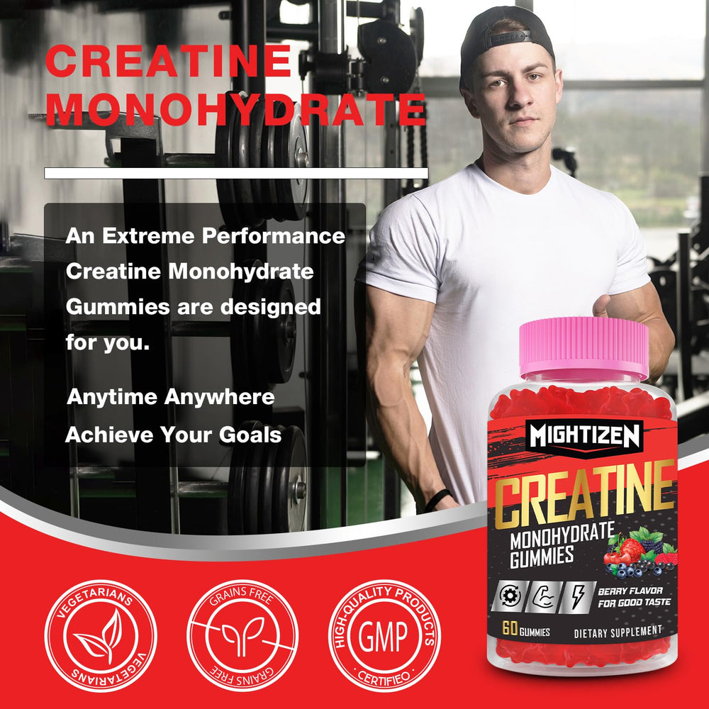 60-count bottle packaging of Creatine Monohydrate Gummies