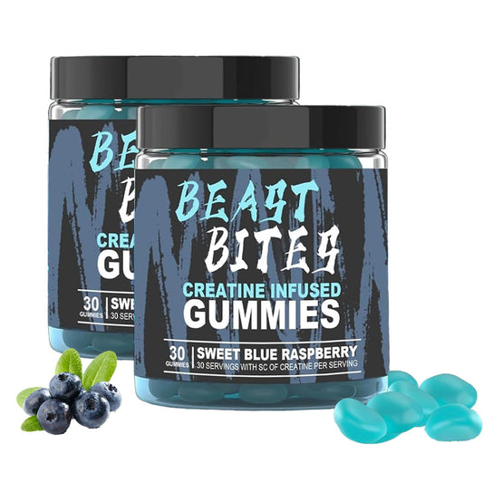 Beast Bites Creatine Monohydrate Gummies Blue Raspberry - front view