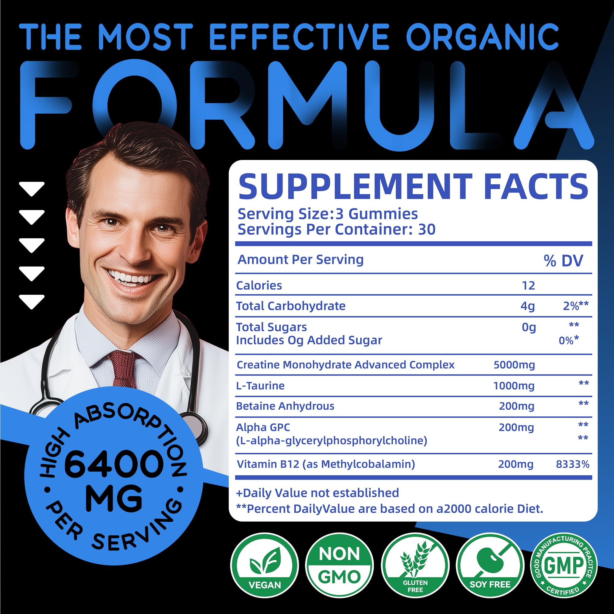 Back label of the second bottle with nutrition facts in the 2-pack