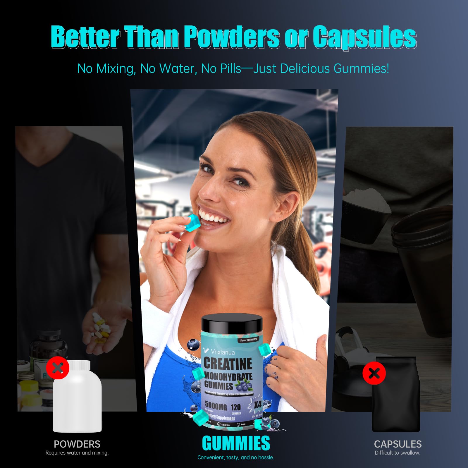 Creatine Monohydrate Gummies Blueberry bottle label