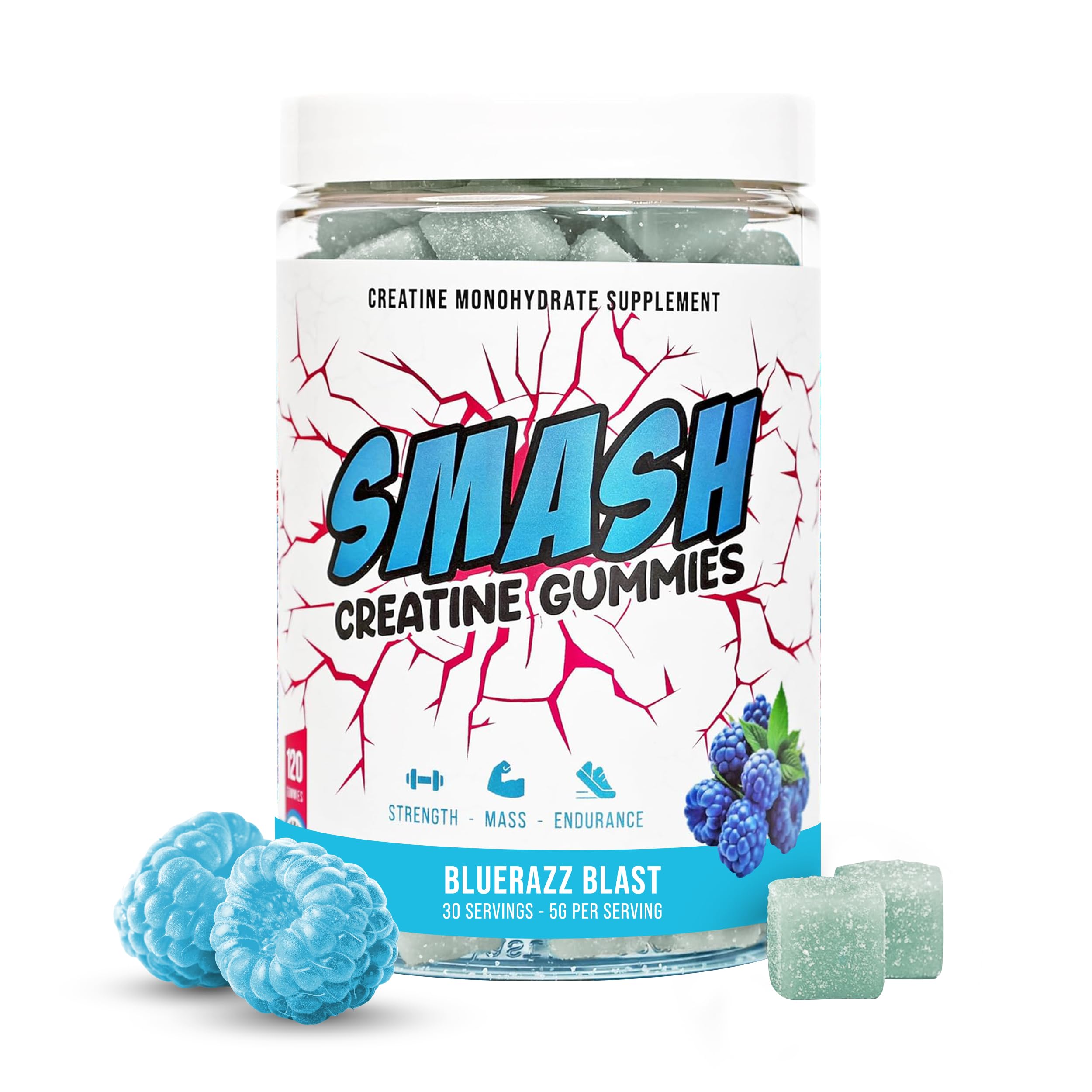 Blue Raspberry flavor creatine monohydrate gummies (Bluerazz Blast)