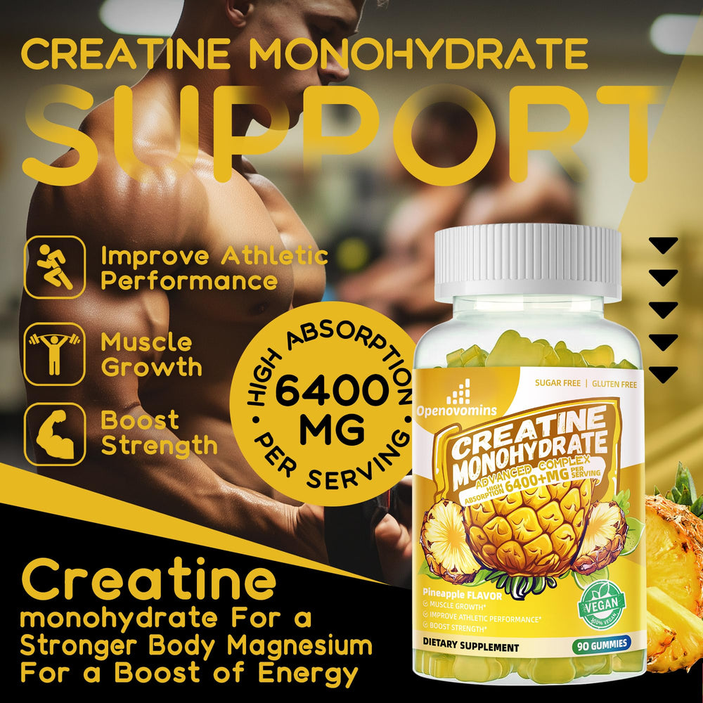 Back panel with supplement facts for Creatine Monohydrate gummies