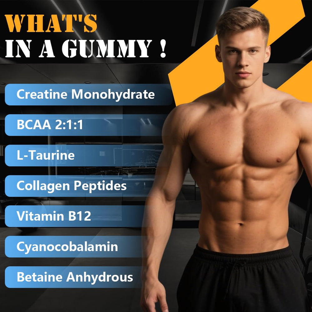 Side view of Creatine Monohydrate Gummies bottle and packaging