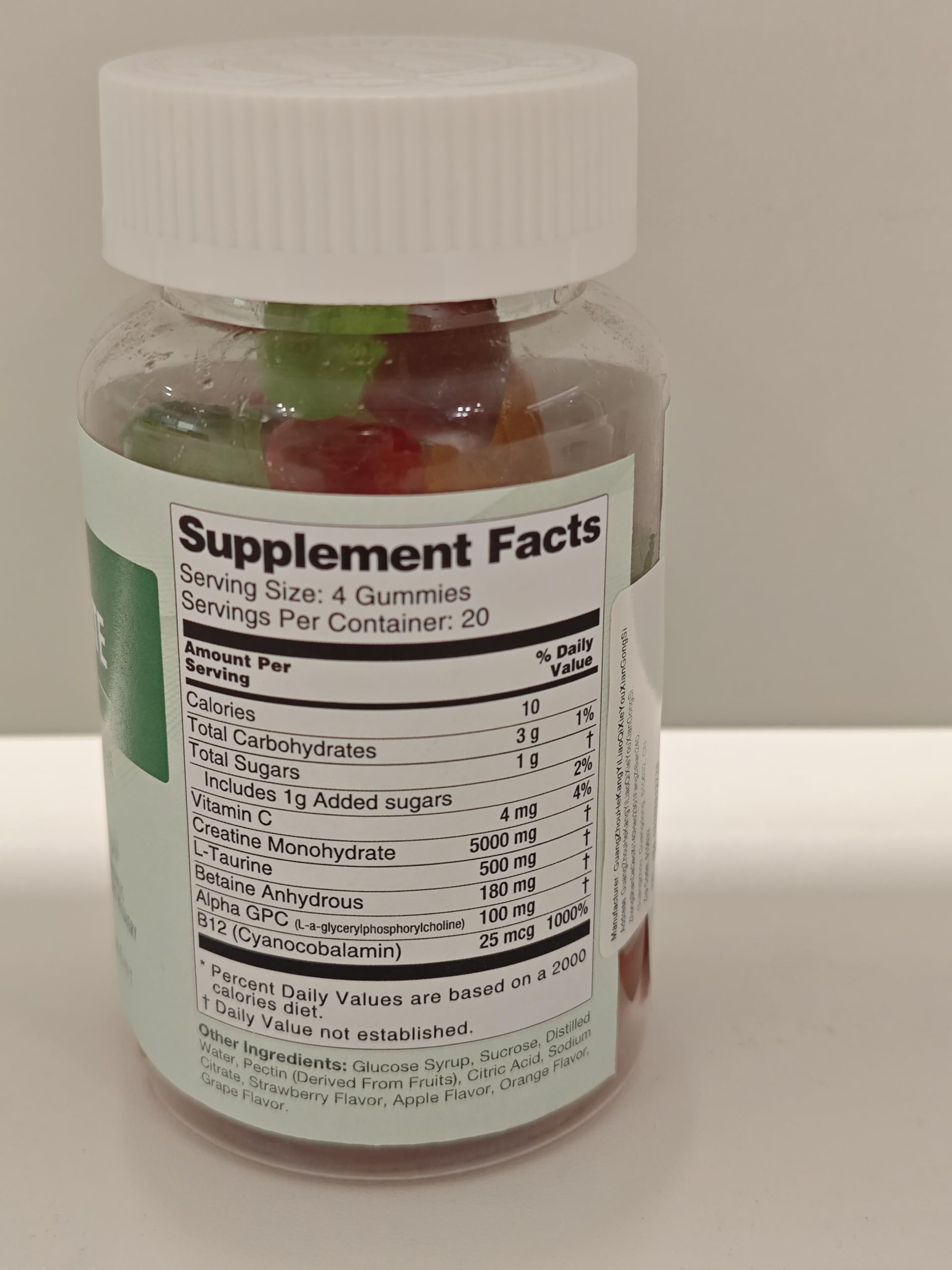 Gummies displayed on gym bench for product shot