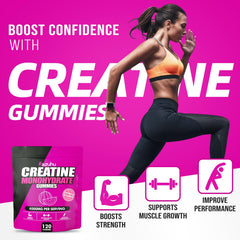 Ingredients and nutrition label for creatine monohydrate gummies