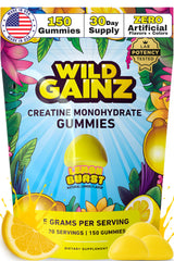 Creatine Monohydrate Gummies Lemon bottle with 150 chews